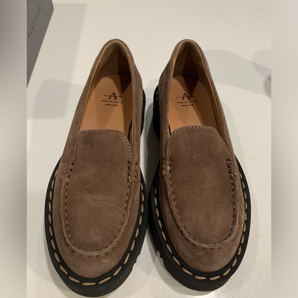 Aquatalia Brown Suede Loafers